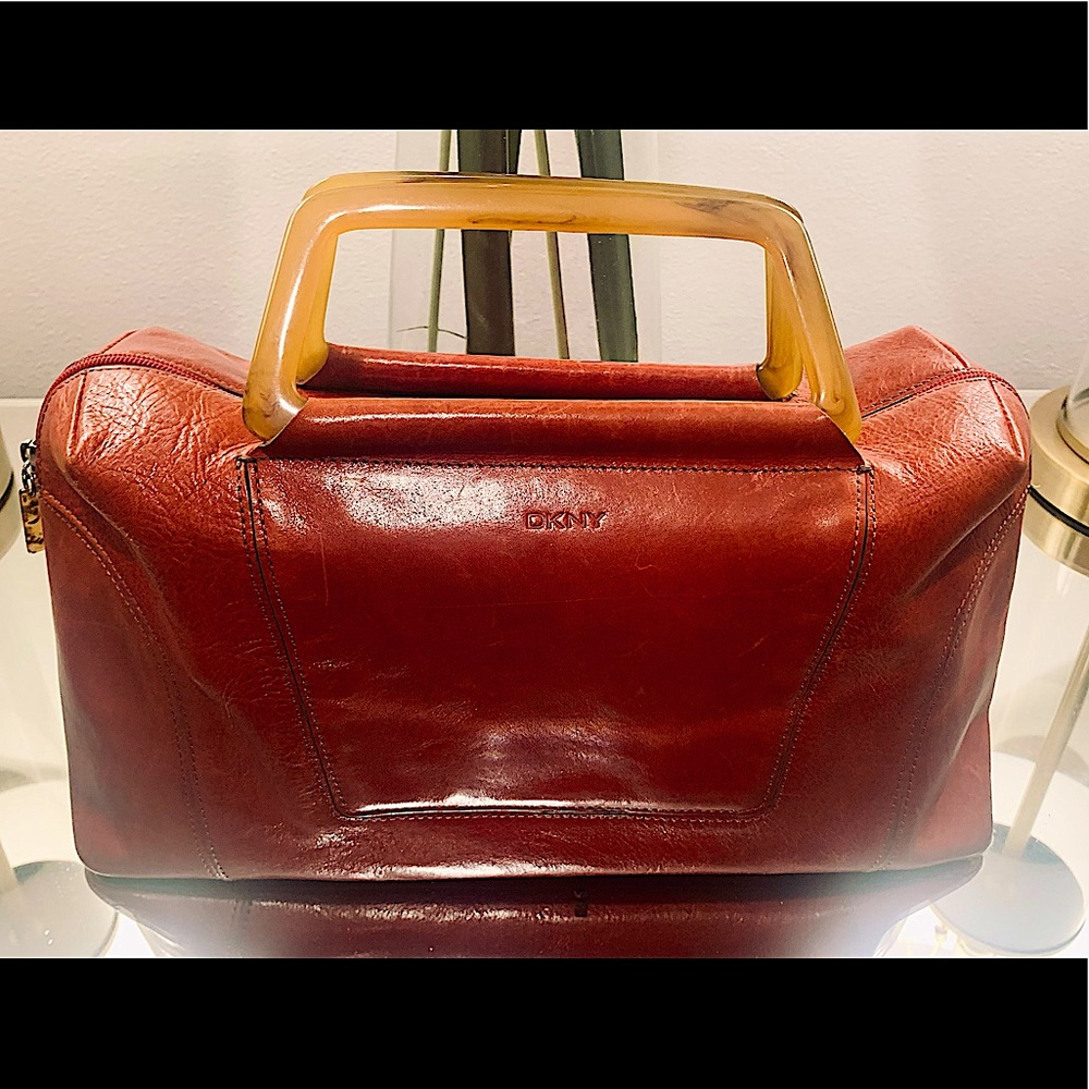 Vintage DKNY super chic Red rectangle handle bag